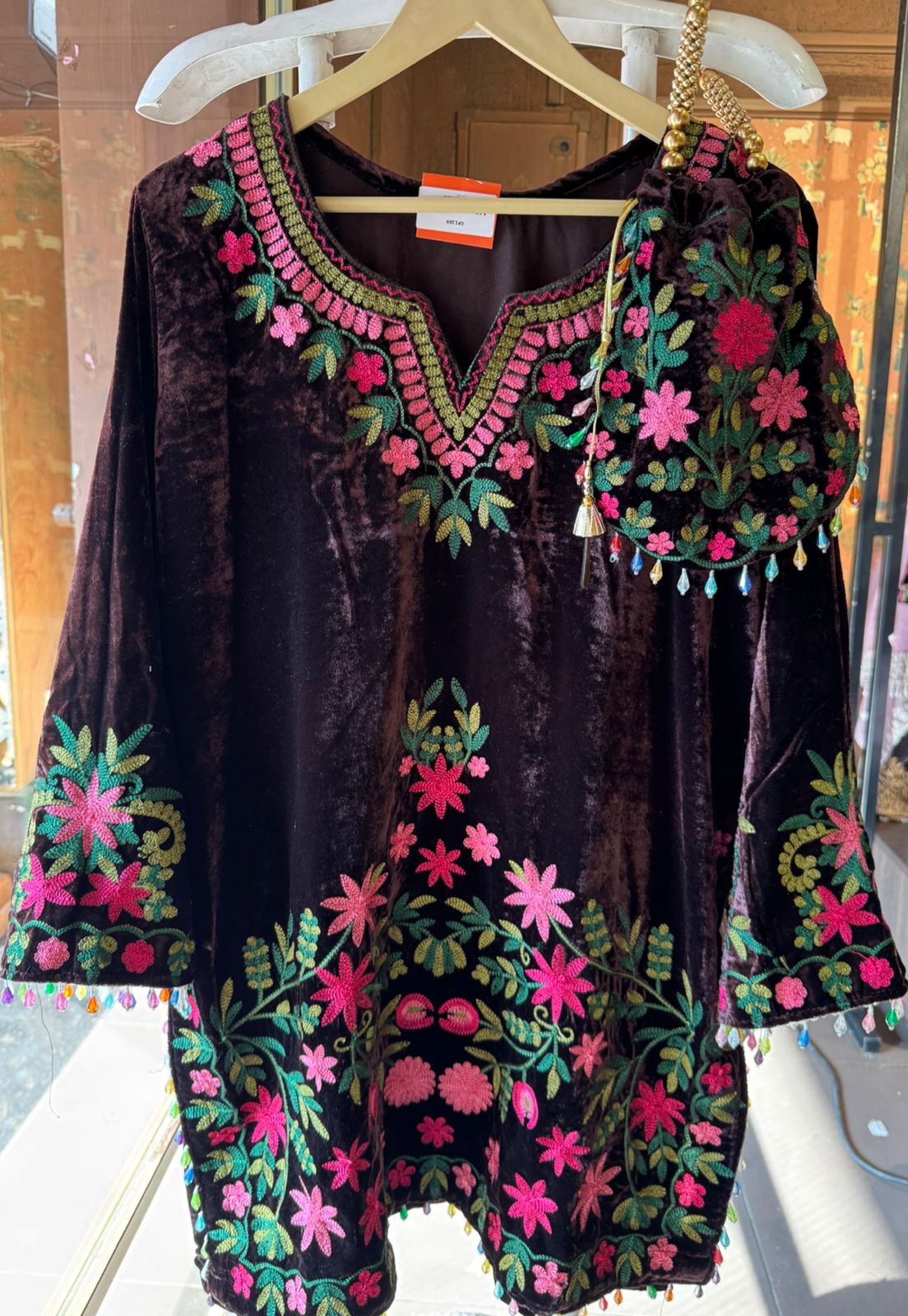 Velvet Coord set with kashmiri Kadhai