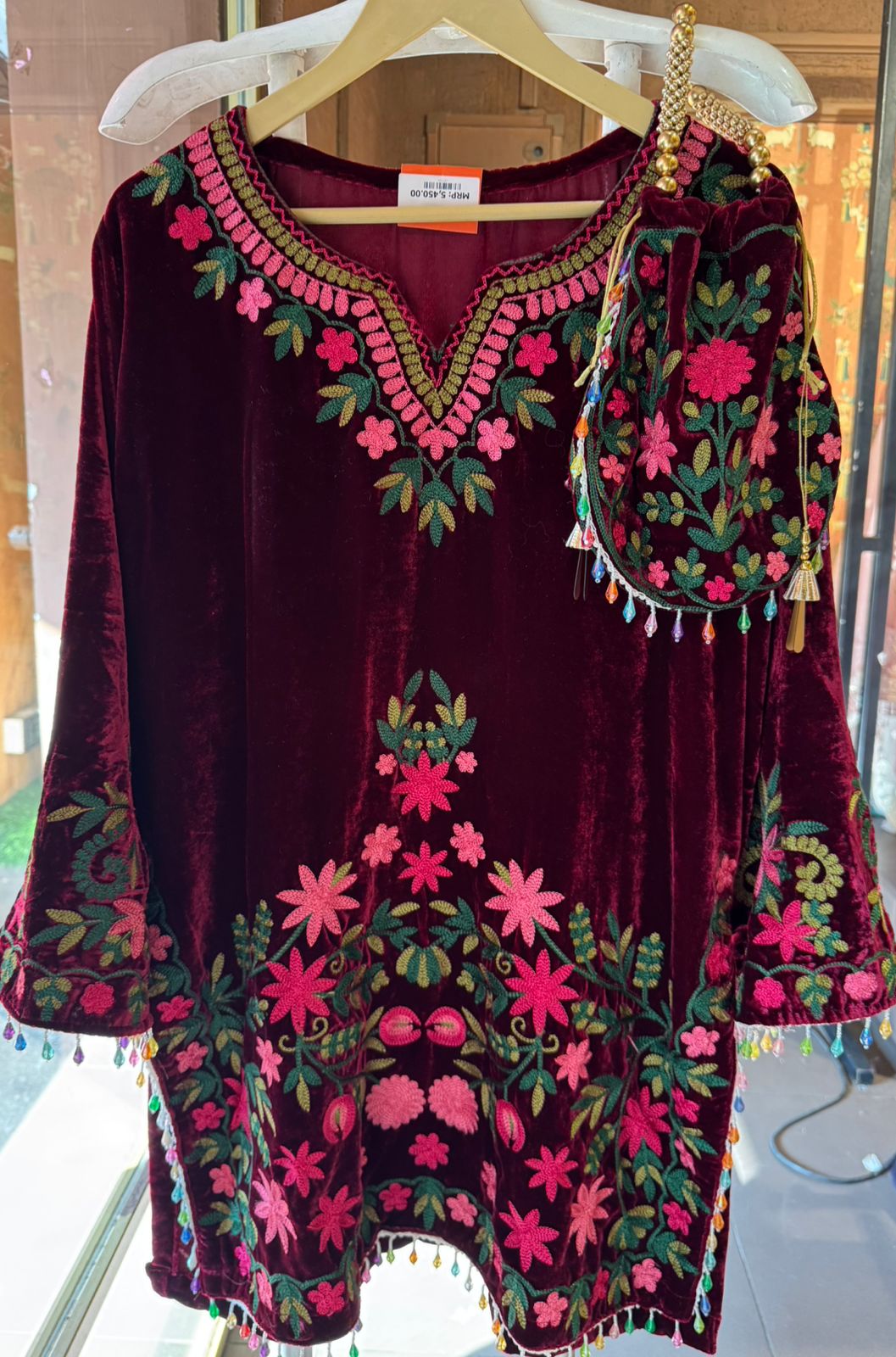 Velvet Coord set with kashmiri Kadhai