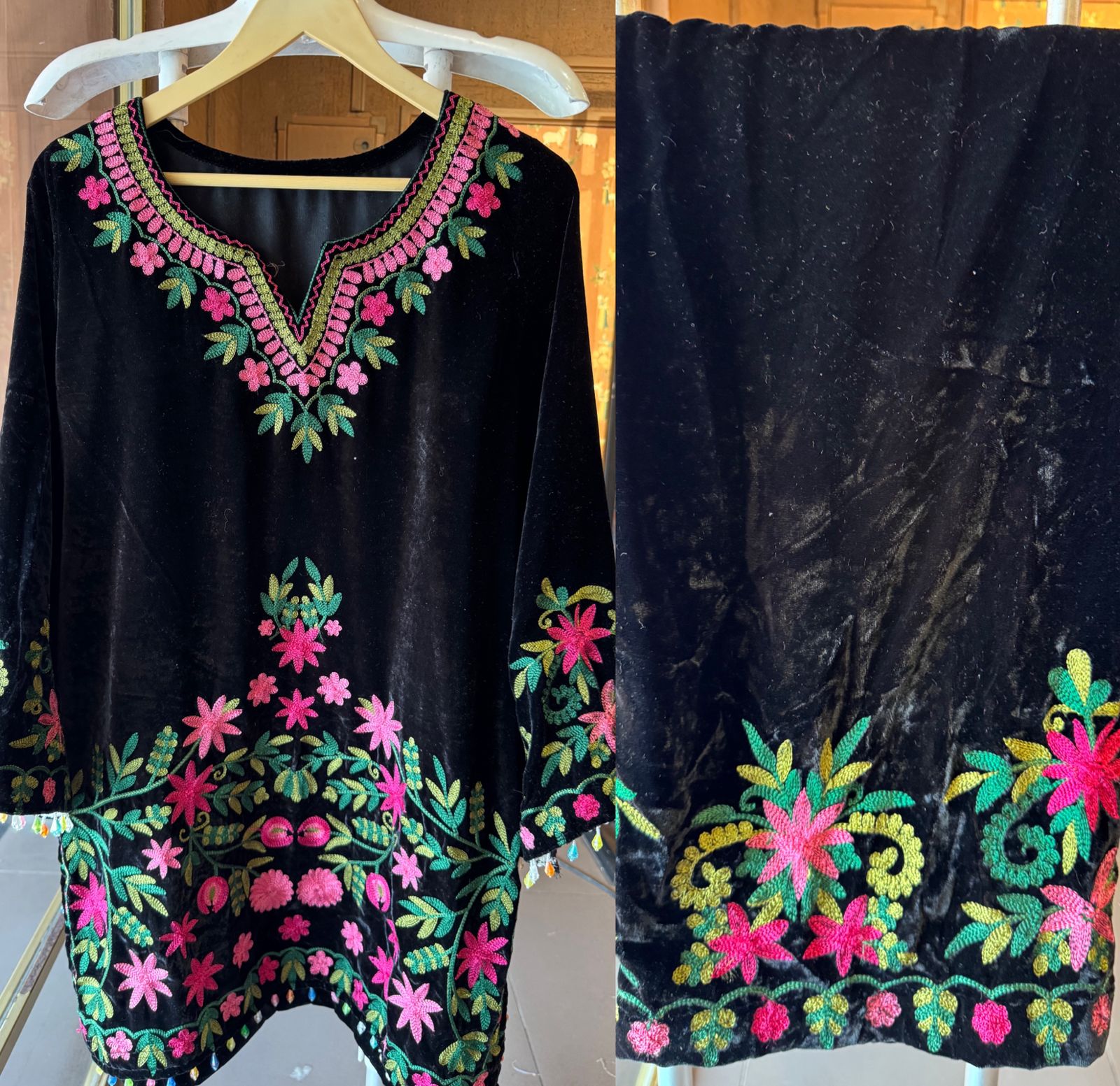 Velvet Coord set with kashmiri Kadhai