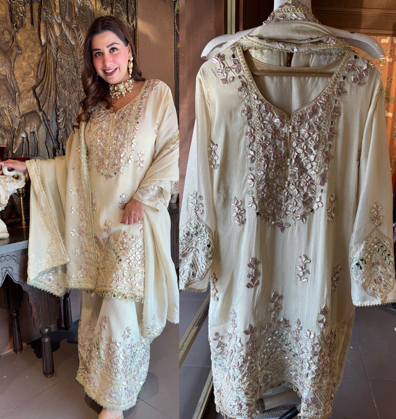 Beautiful stitched sharara set