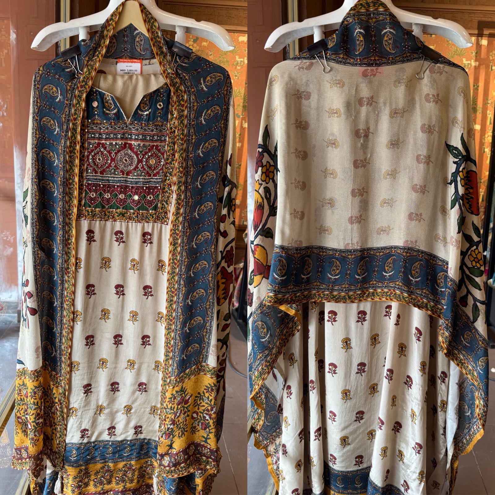 Soft Natural crepe Ajrakh printed Unstitched suit