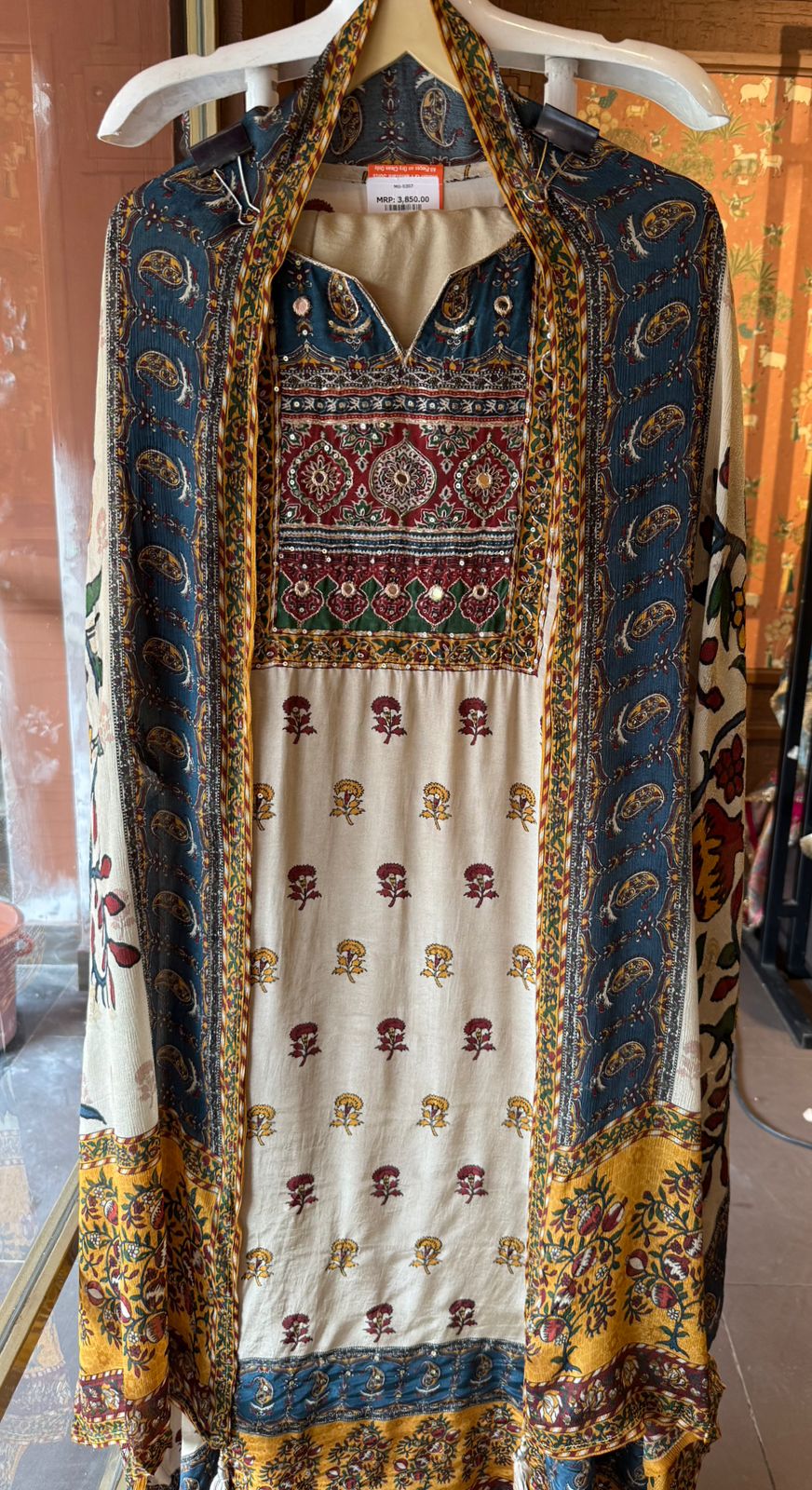 Soft Natural crepe Ajrakh printed Unstitched suit