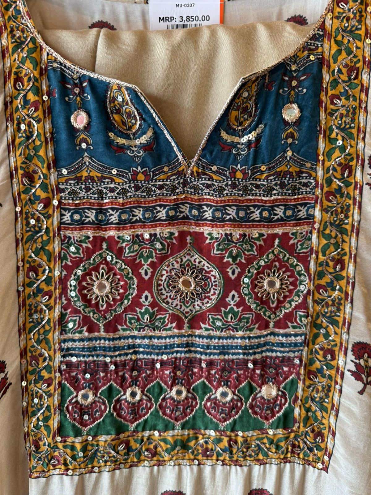 Soft Natural crepe Ajrakh printed Unstitched suit