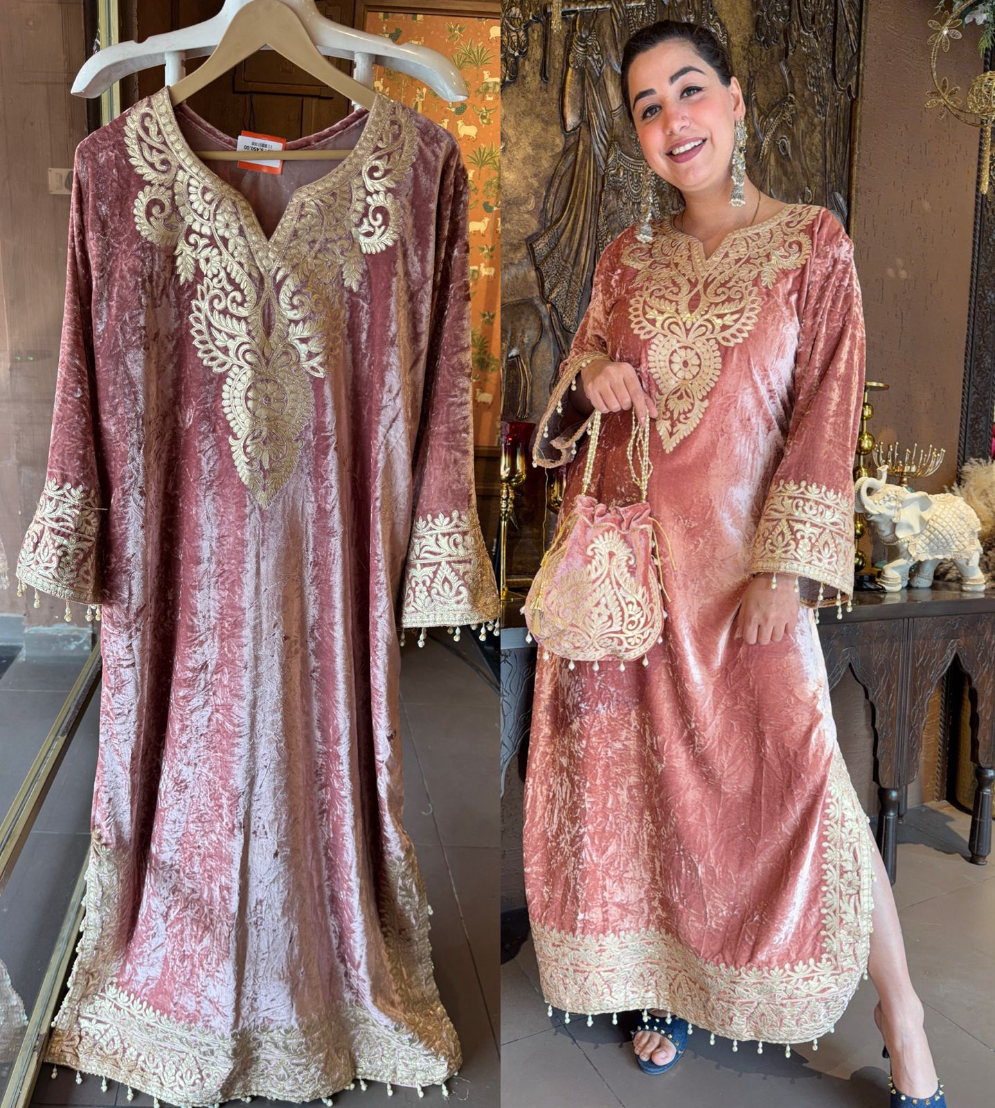 VELVET LONG DRESSES WITH SIDE SLITS