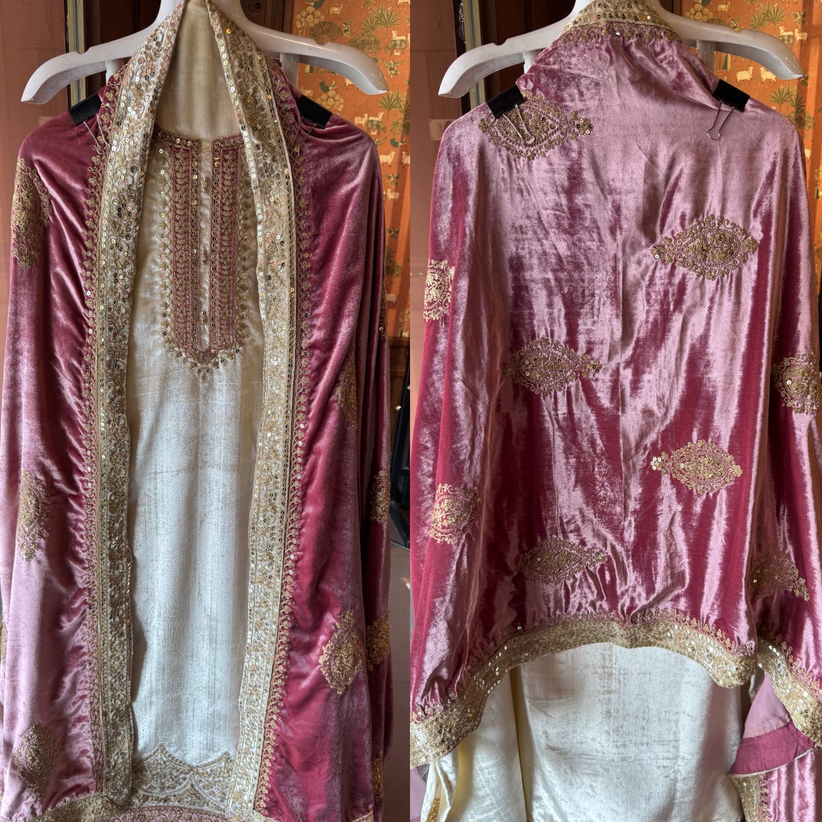 Plain silk velvet Unstitched suit