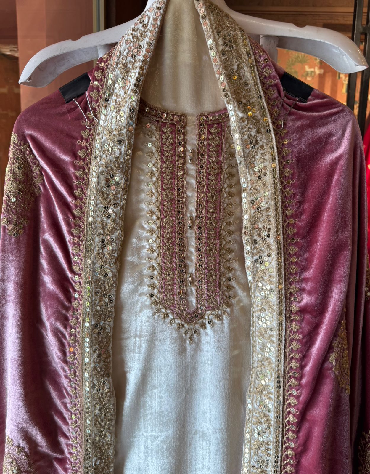 Plain silk velvet Unstitched suit