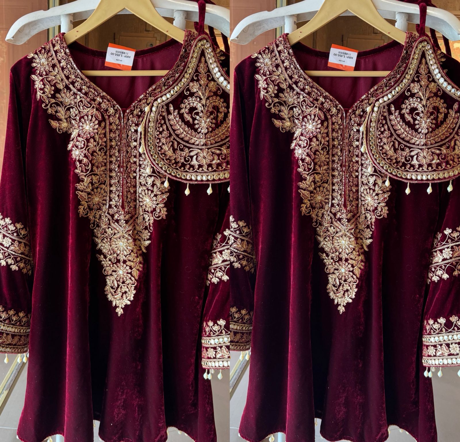 Velvet kurta peplum style/ethnic tunic
