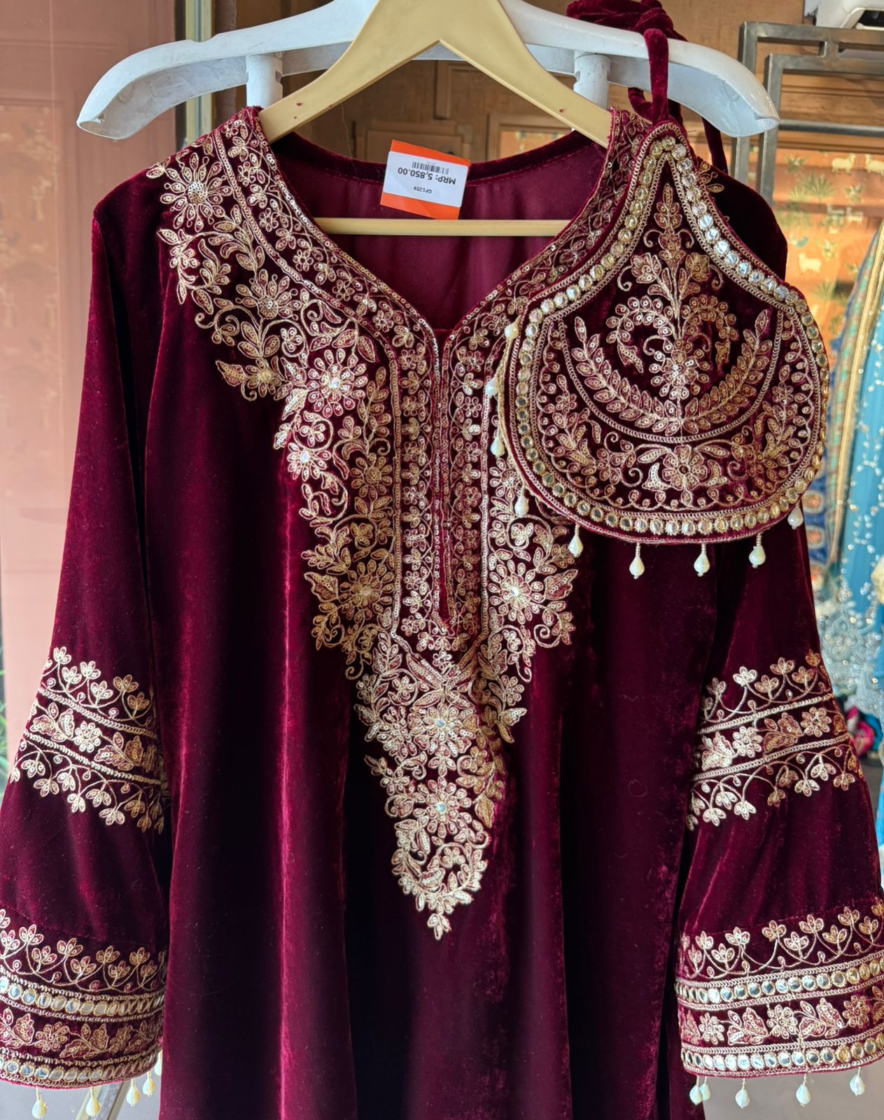 Velvet kurta peplum style/ethnic tunic
