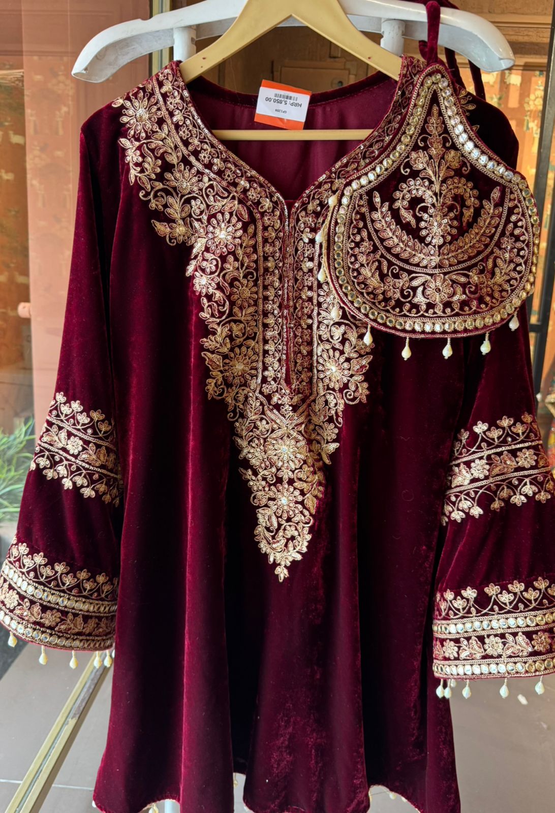 Velvet kurta peplum style/ethnic tunic