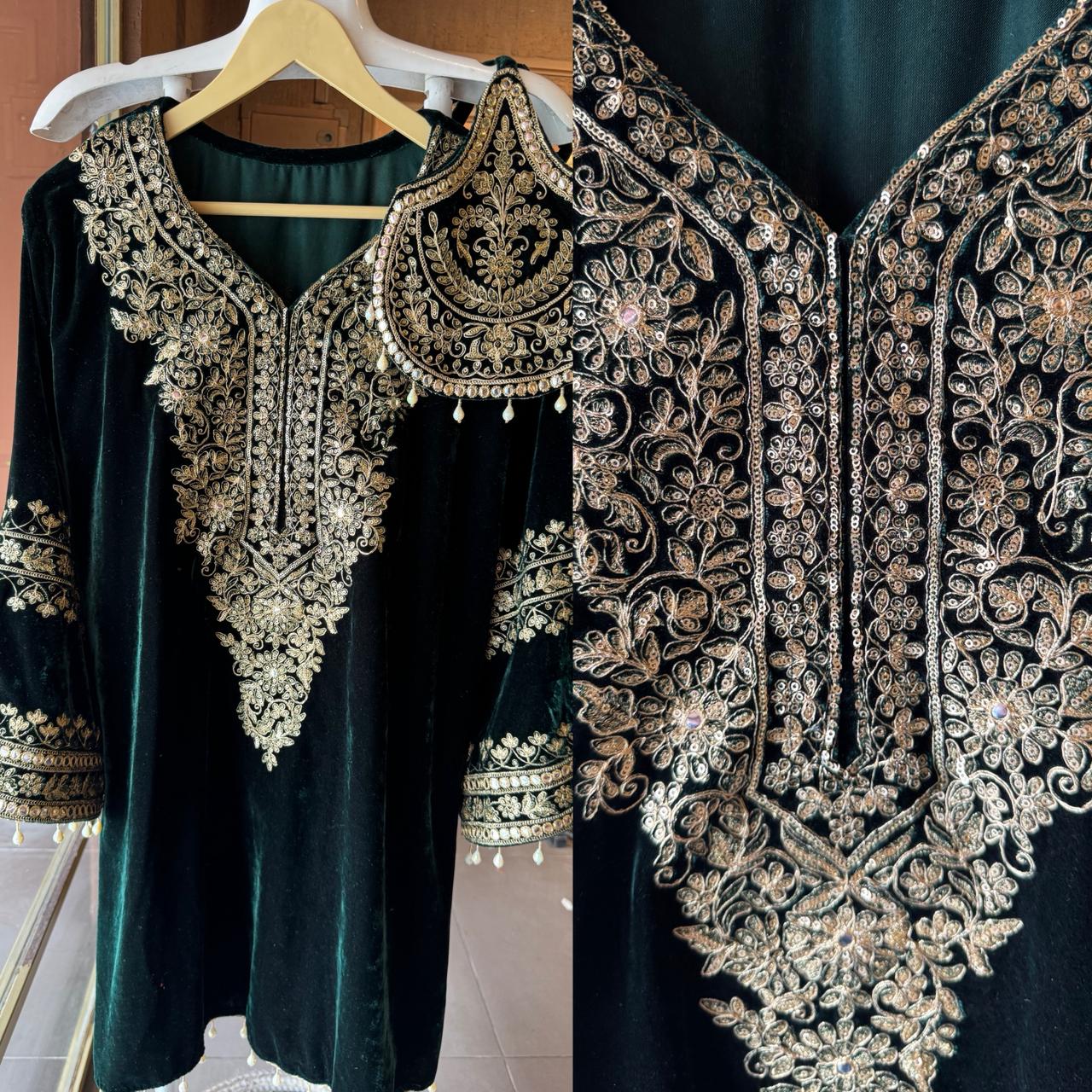 Velvet kurta peplum style/ethnic tunic