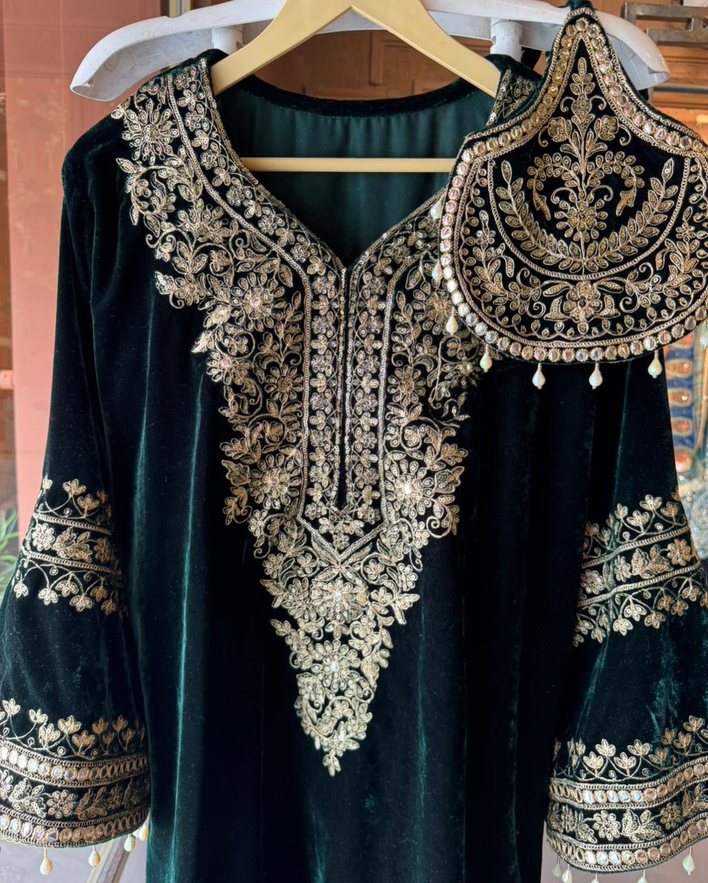 Velvet kurta peplum style/ethnic tunic