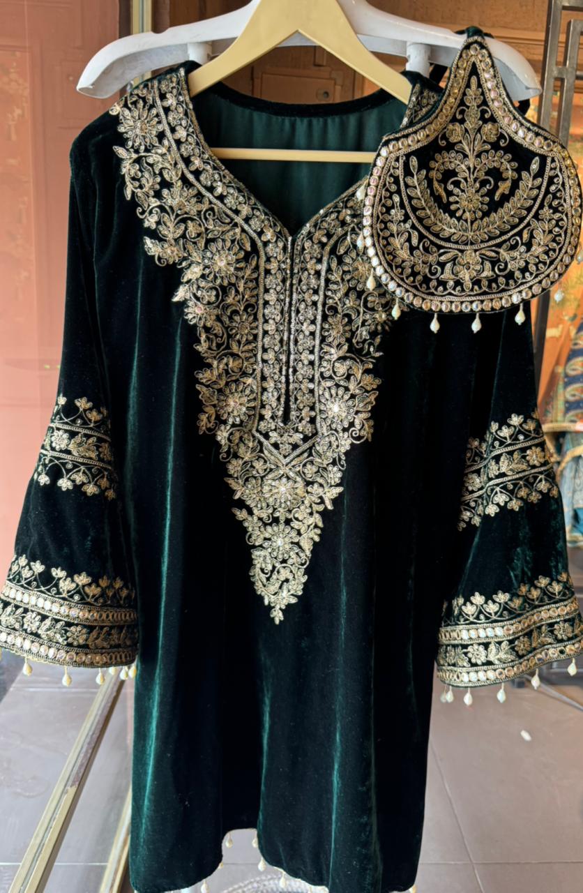 Velvet kurta peplum style/ethnic tunic