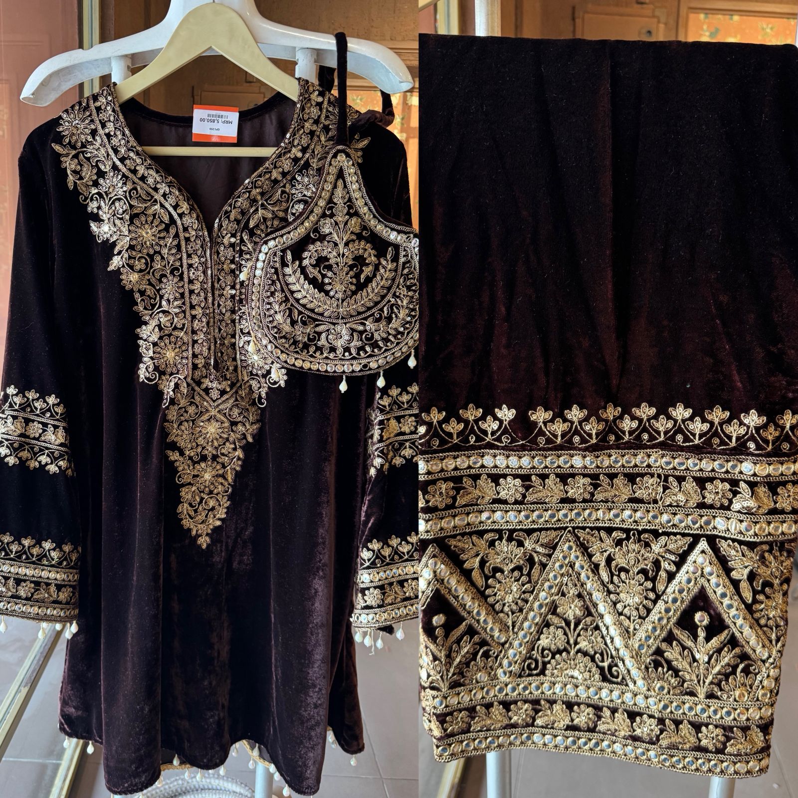 Velvet kurta peplum style/ethnic tunic