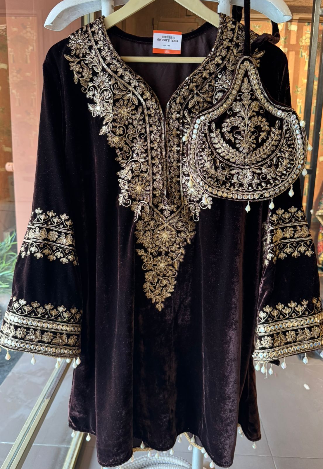 Velvet kurta peplum style/ethnic tunic