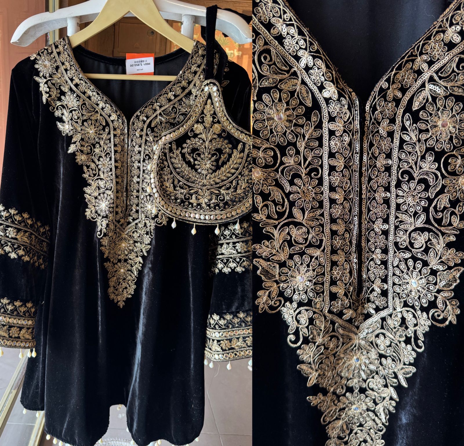 Velvet kurta peplum style/ethnic tunic