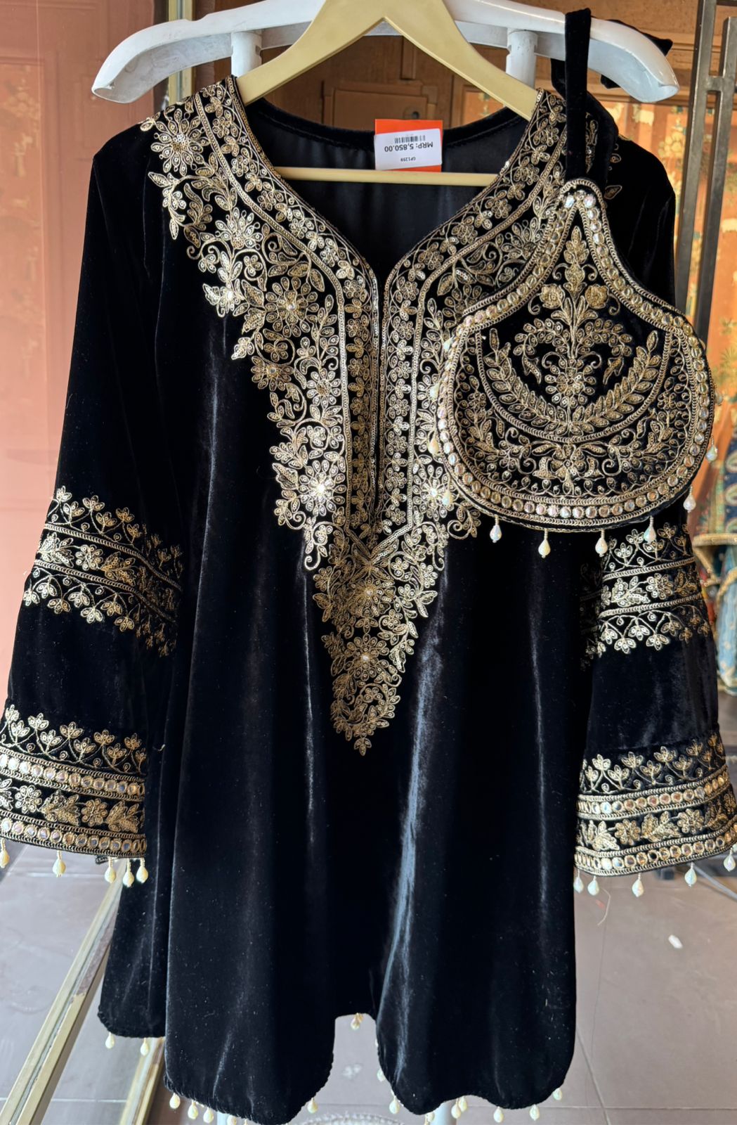 Velvet kurta peplum style/ethnic tunic