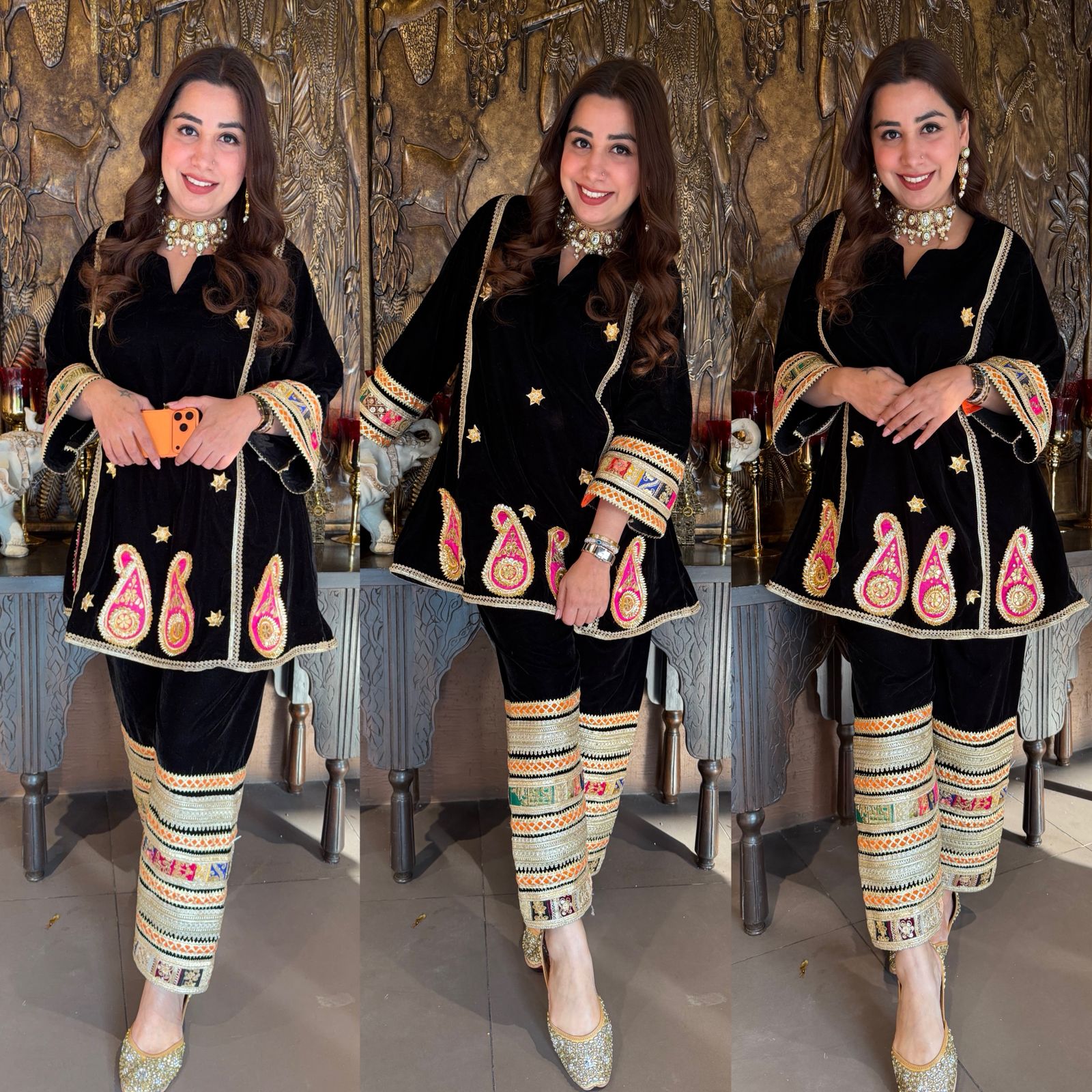 Traditional short Velvet kurta