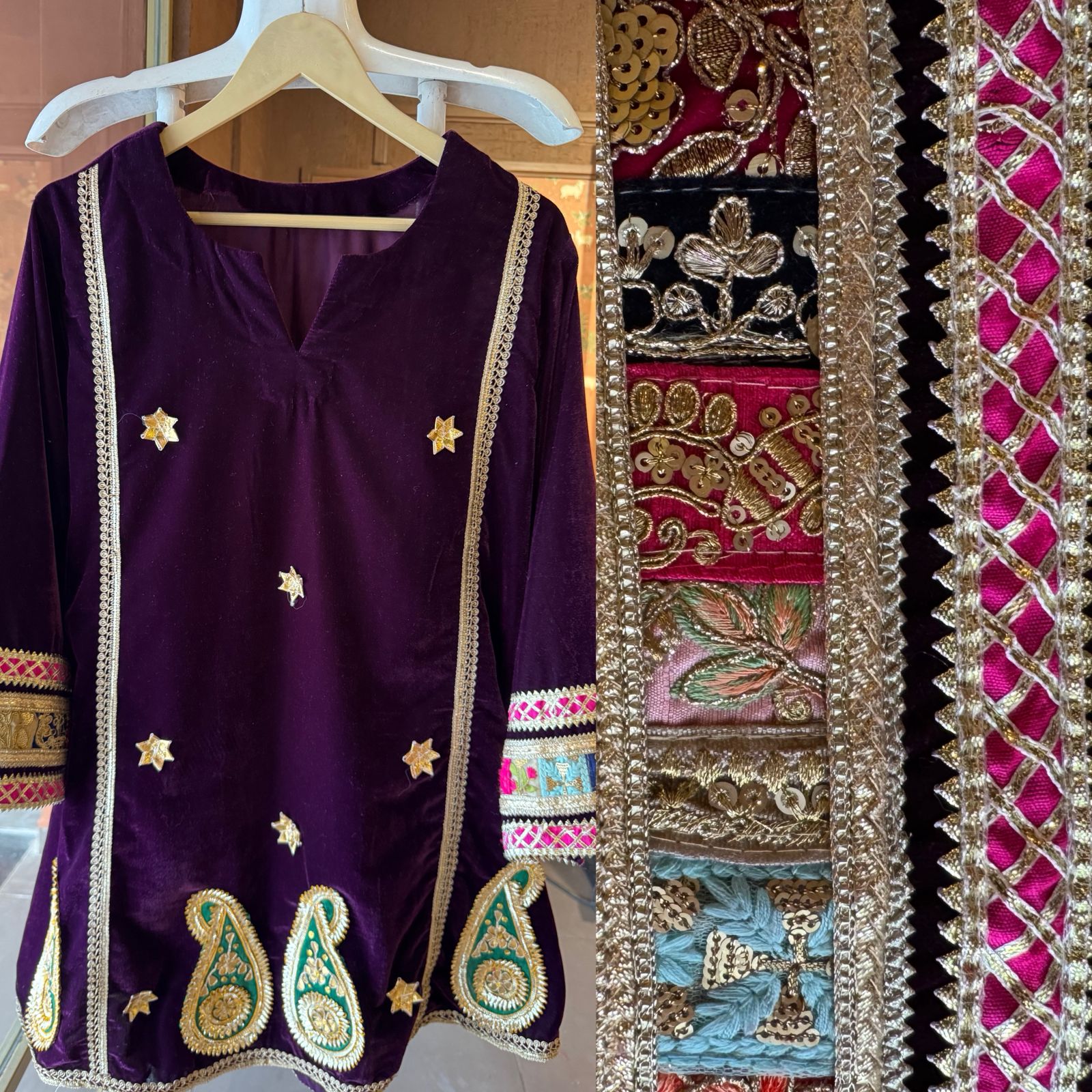 Traditional short Velvet kurta