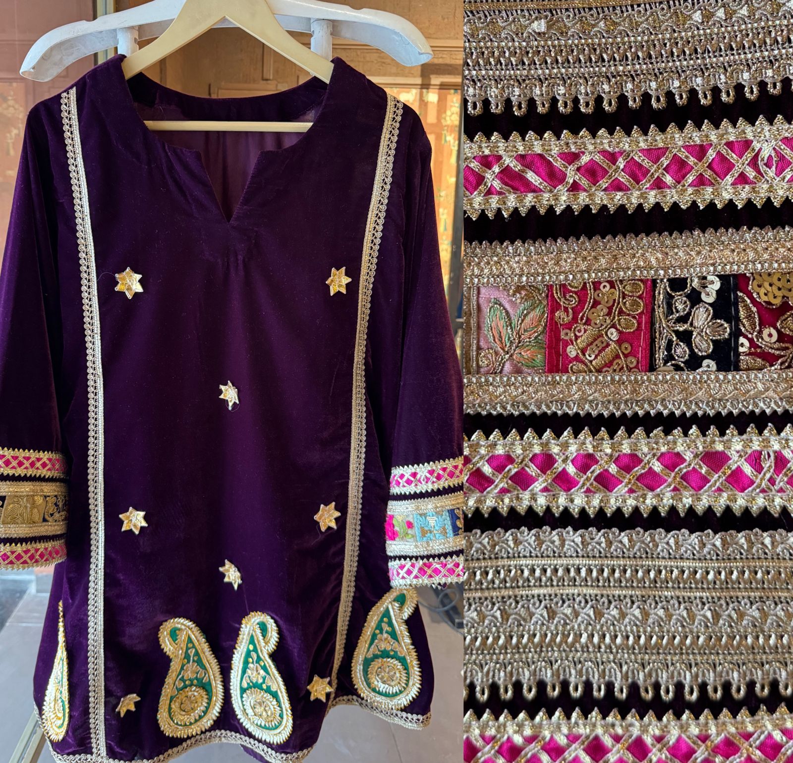 Traditional short Velvet kurta