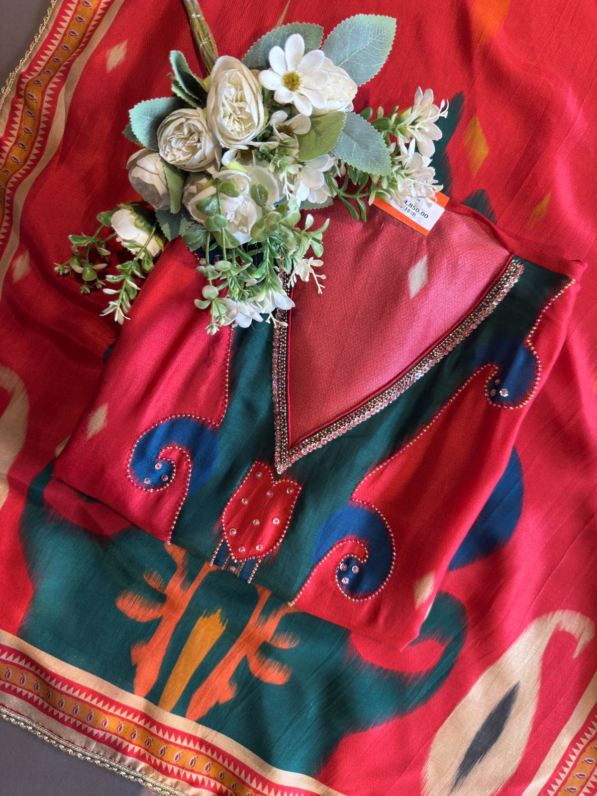 Ikat Elegance Silk Unstitched Set