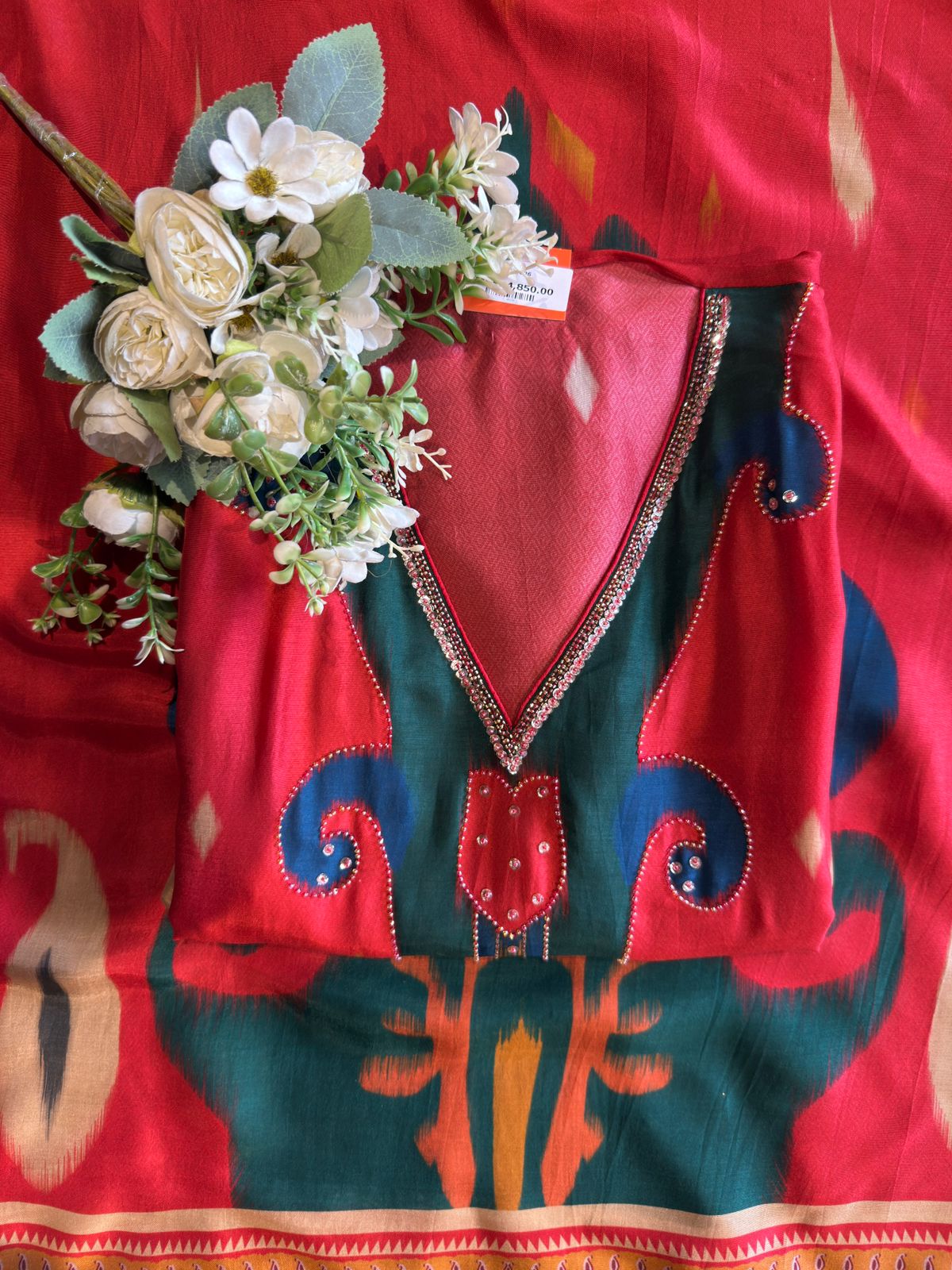 Ikat Elegance Silk Unstitched Set
