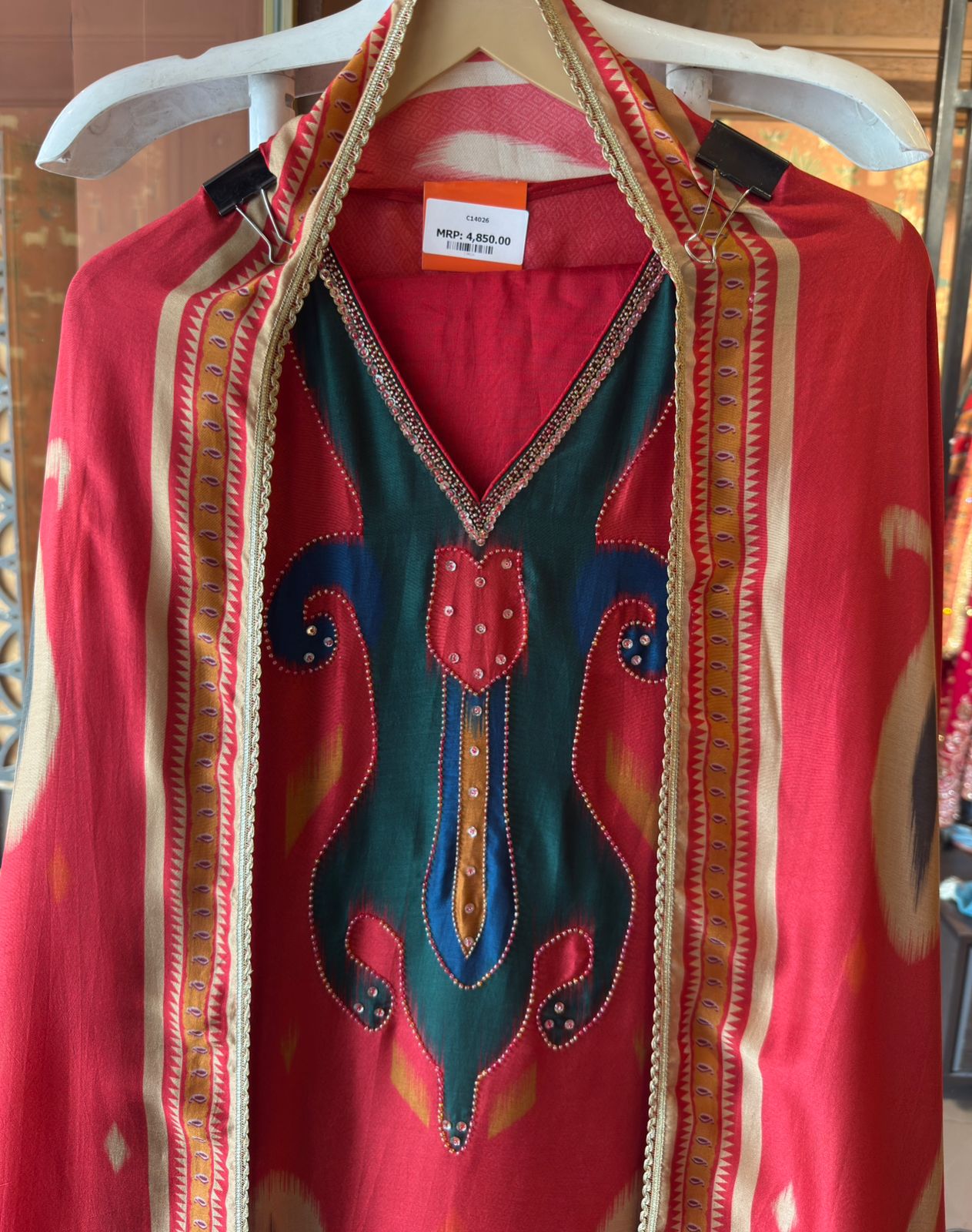 Ikat Elegance Silk Unstitched Set