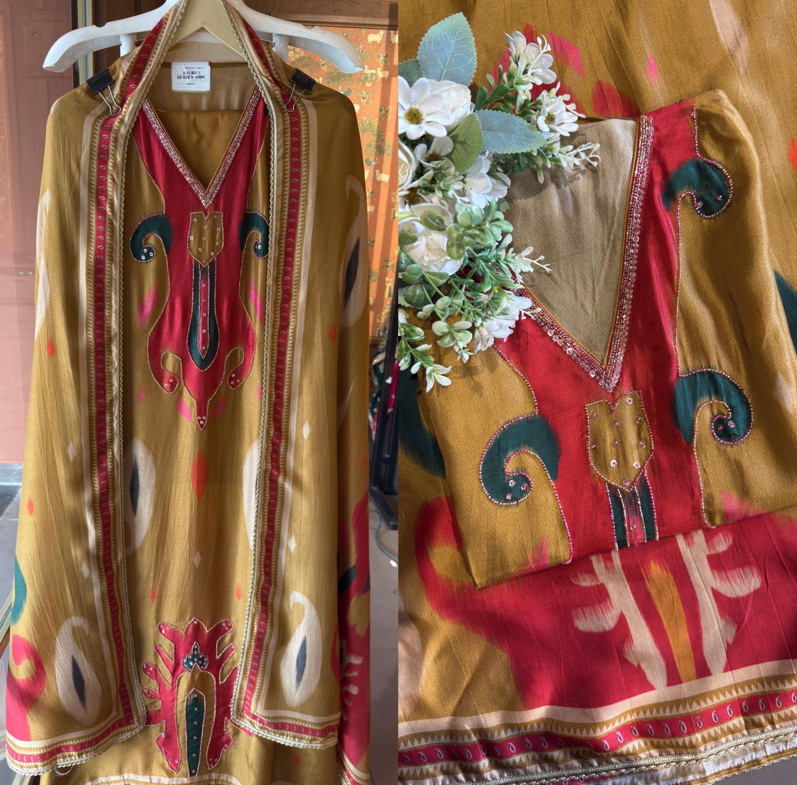 Ikat Elegance Silk Unstitched Set