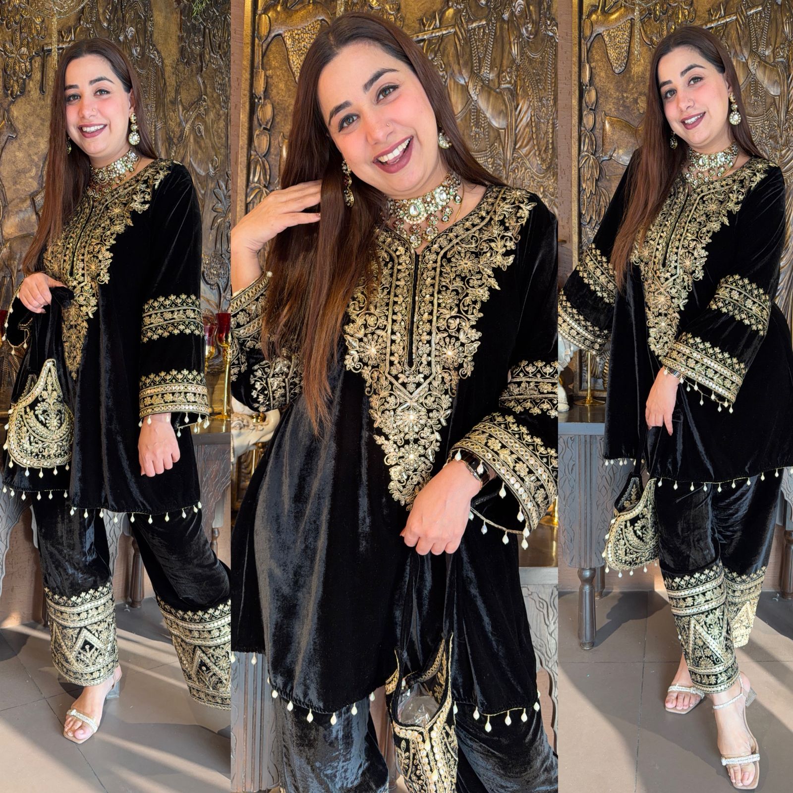 Velvet kurta peplum style/ethnic tunic