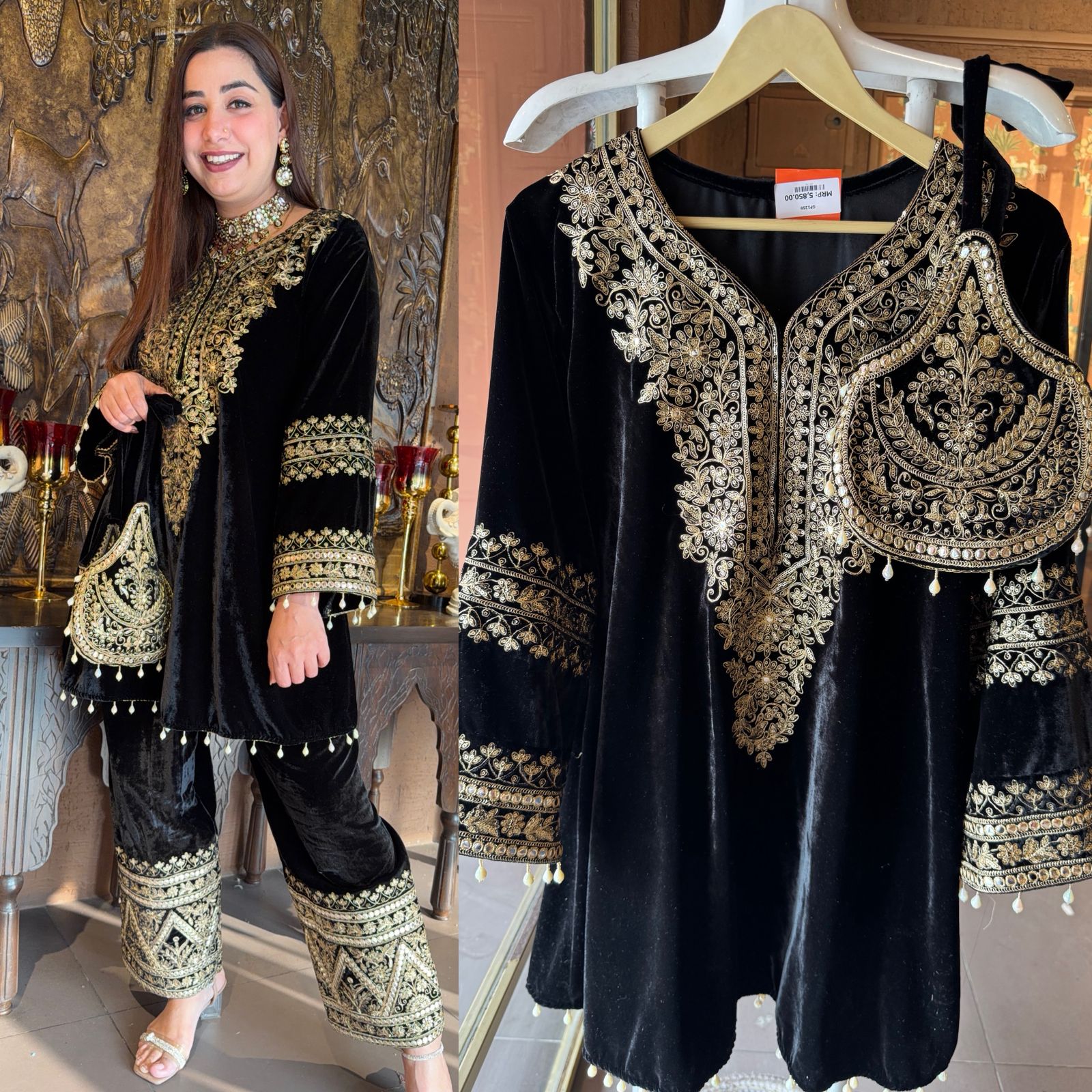 Velvet kurta peplum style/ethnic tunic