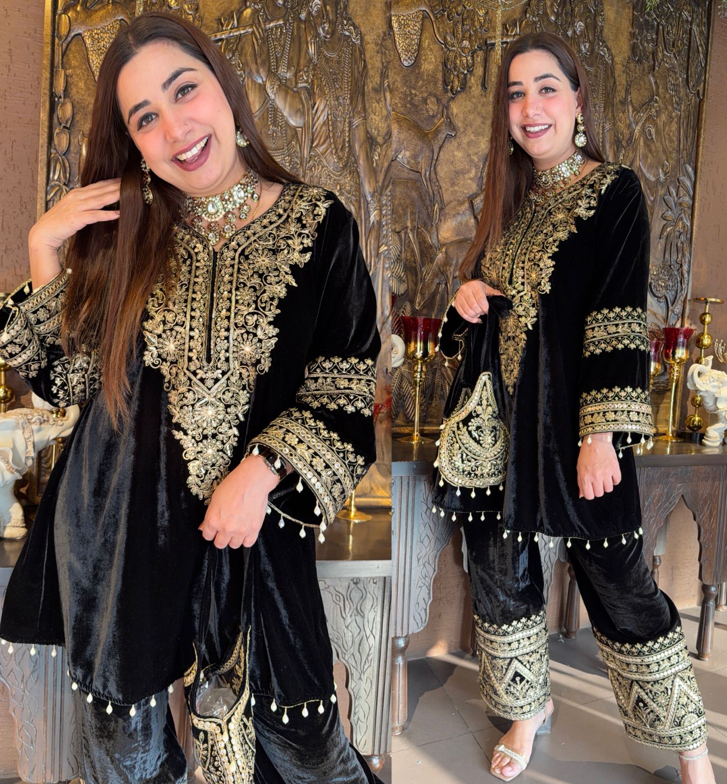 Velvet kurta peplum style/ethnic tunic