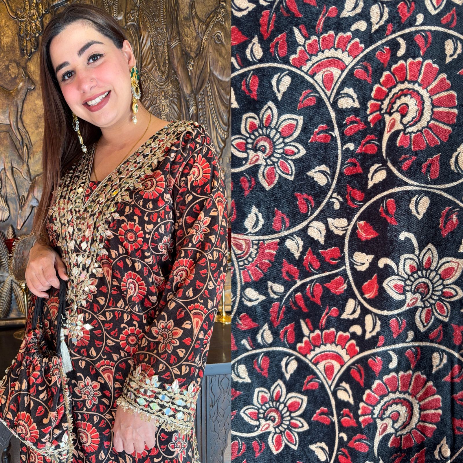 Traditional Jaipuri printed stitched Tunic set