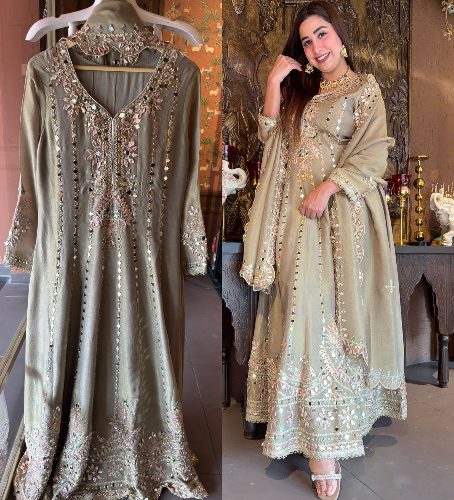 Pure shimmer tissue Stitched Anarkali