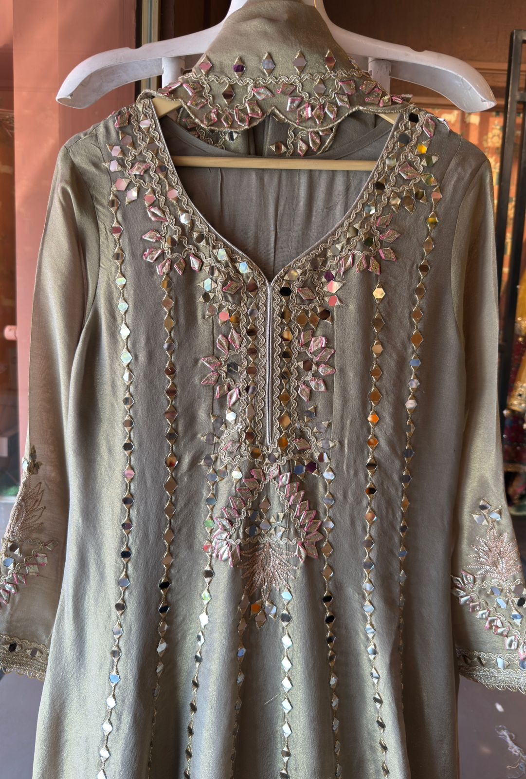 Pure shimmer tissue Stitched Anarkali