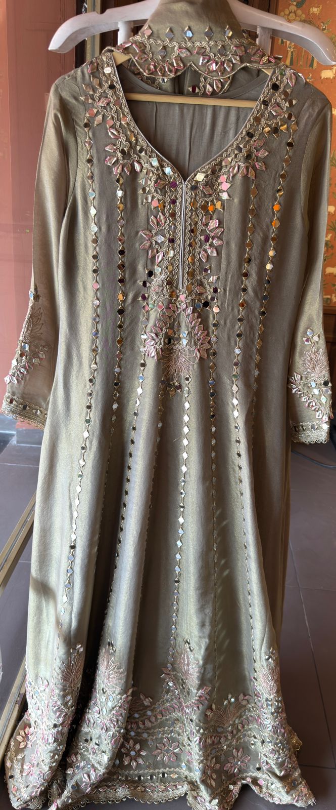 Pure shimmer tissue Stitched Anarkali