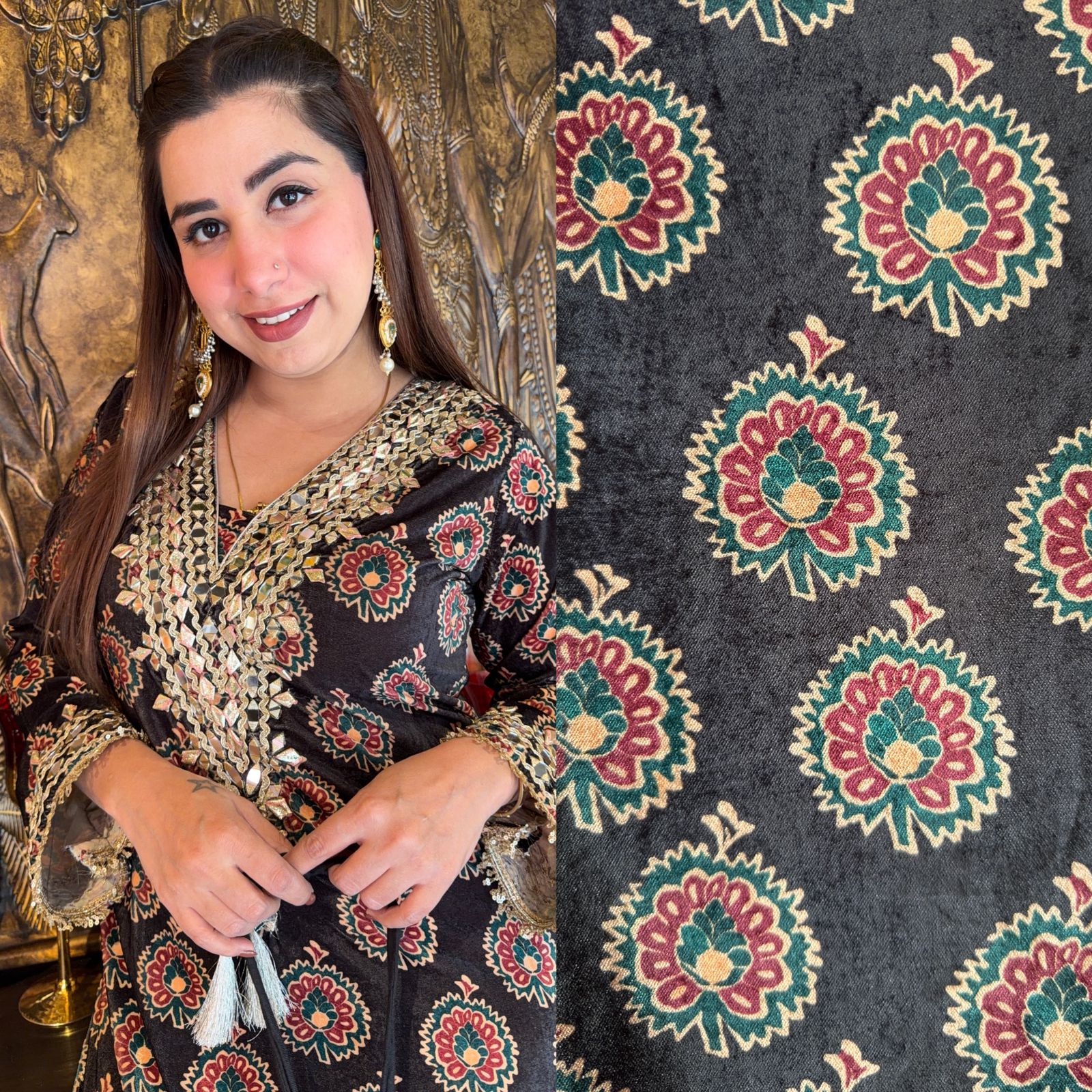 Traditional Jaipuri printed stitched Tunic set
