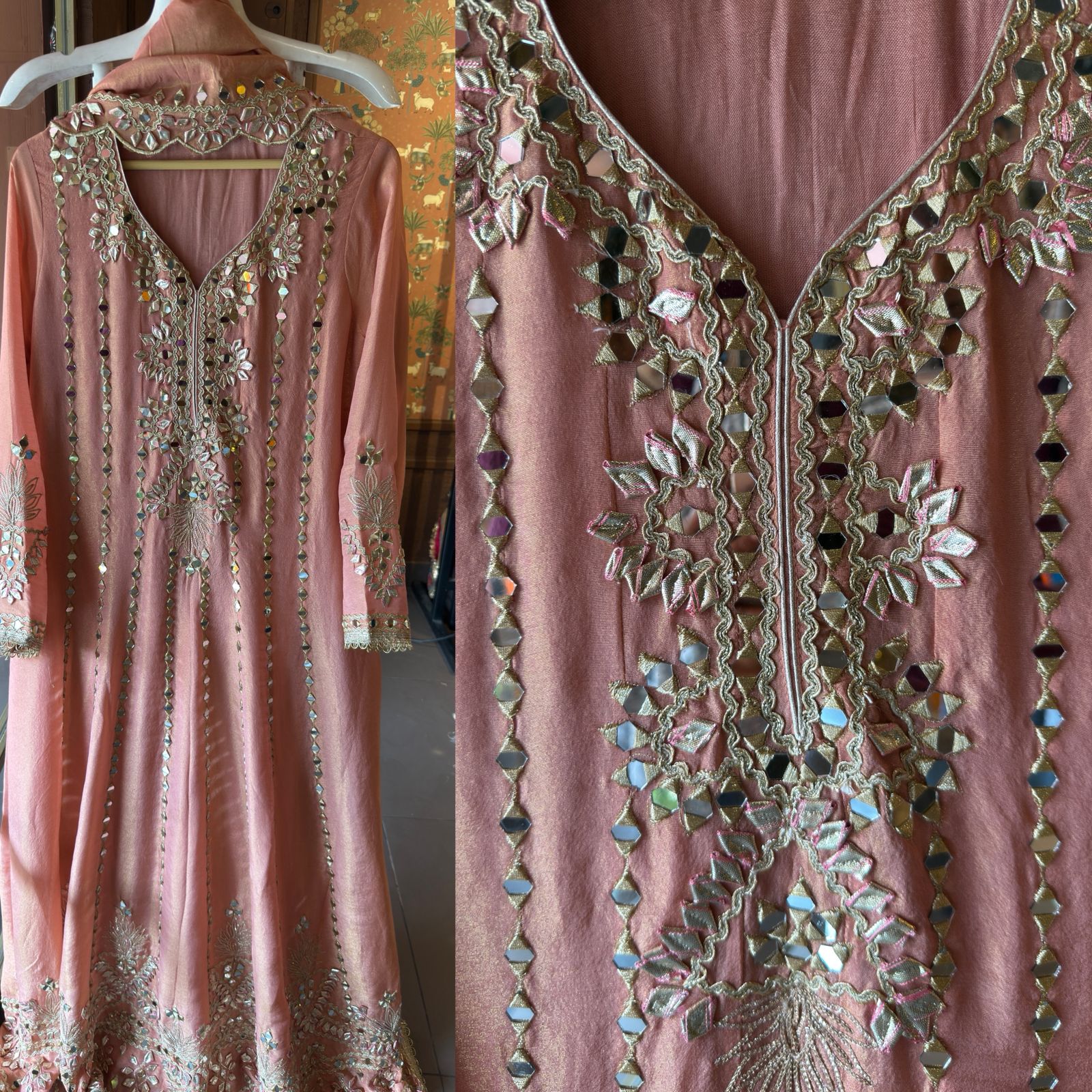 Pure shimmer tissue Stitched Anarkali