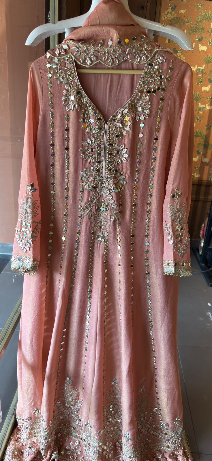 Pure shimmer tissue Stitched Anarkali