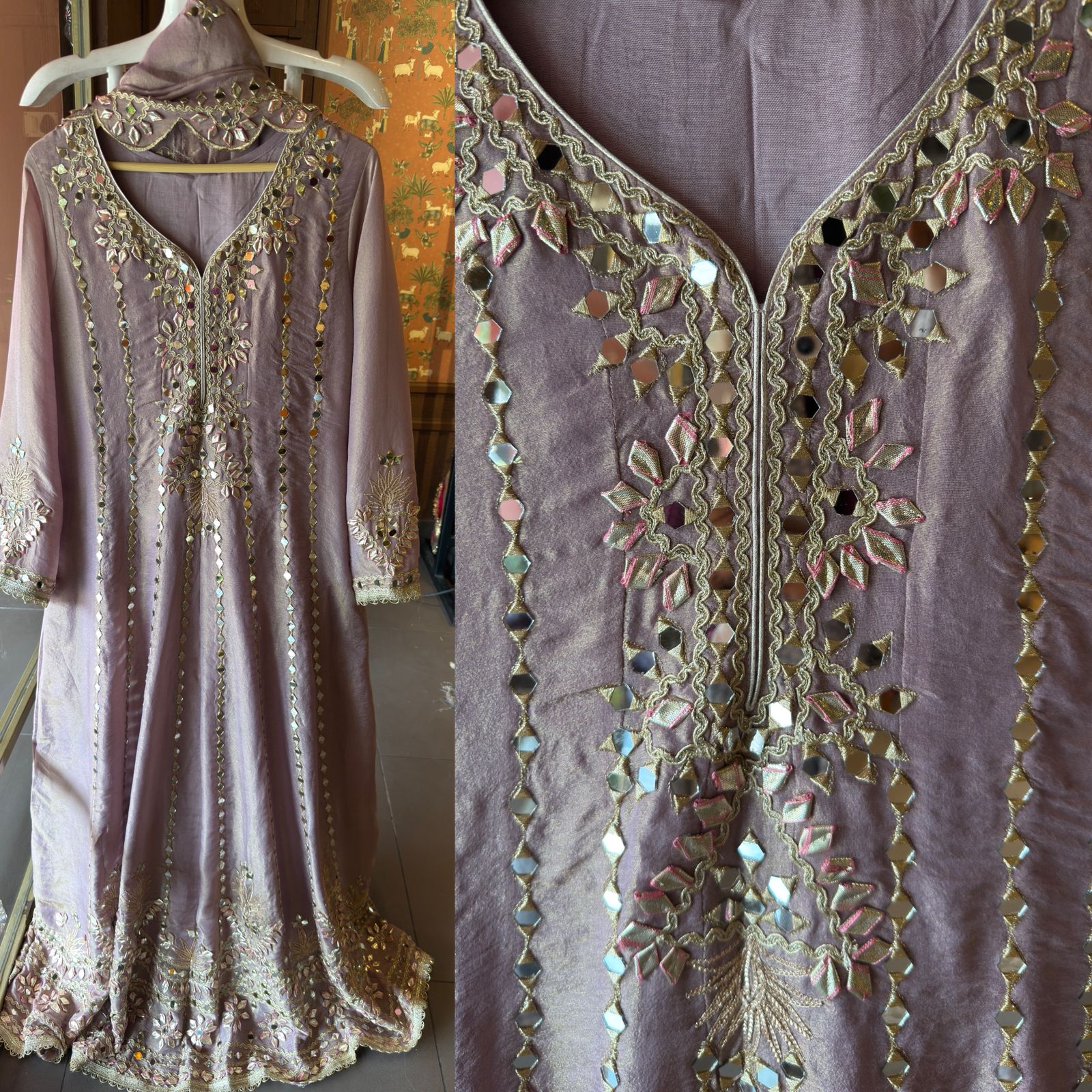 Pure shimmer tissue Stitched Anarkali