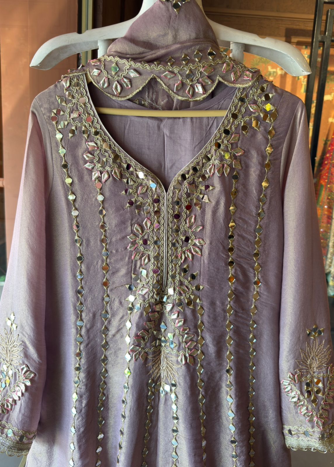Pure shimmer tissue Stitched Anarkali