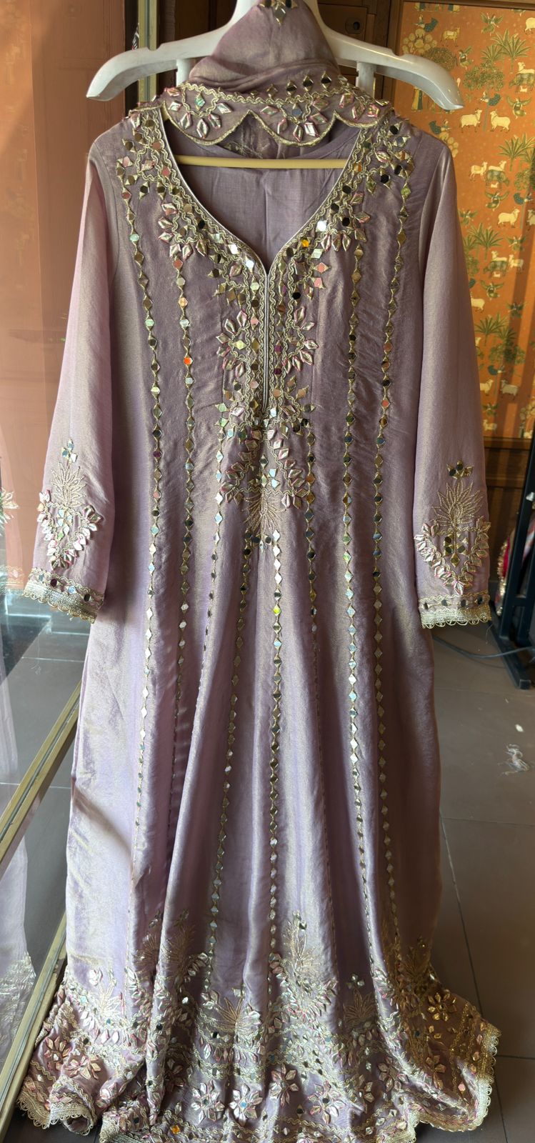 Pure shimmer tissue Stitched Anarkali