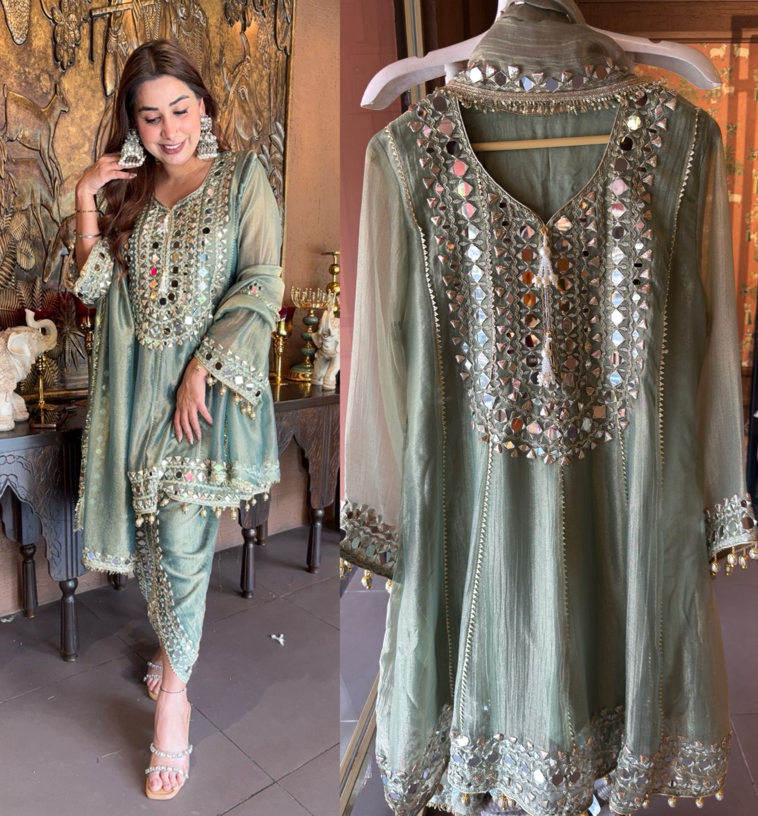 Shimmer Stitched anarkali set