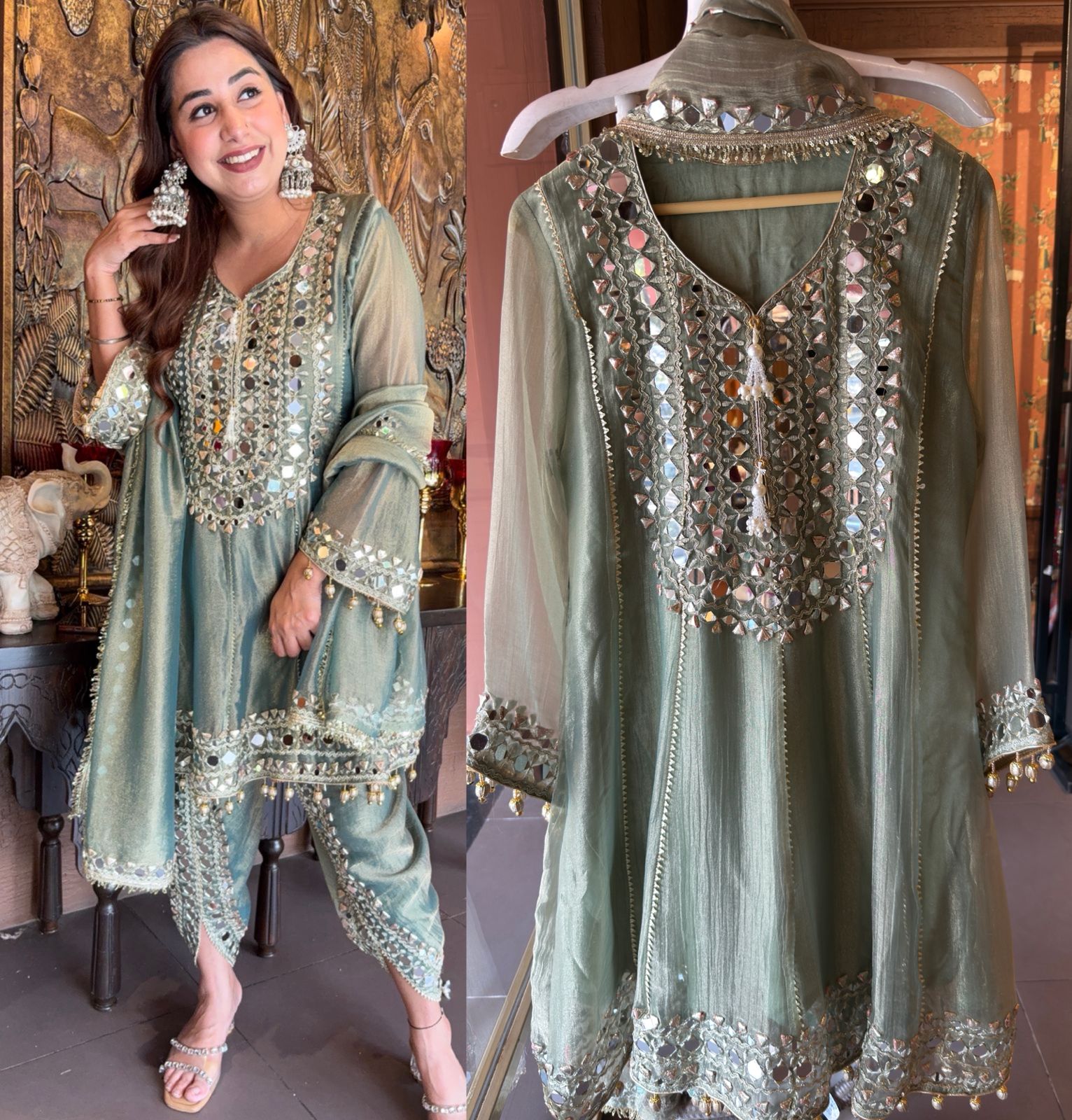 Shimmer Stitched anarkali set
