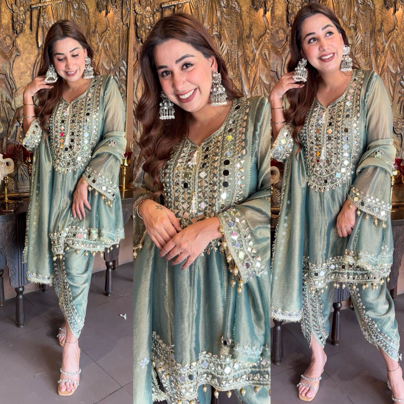 Shimmer Stitched anarkali set