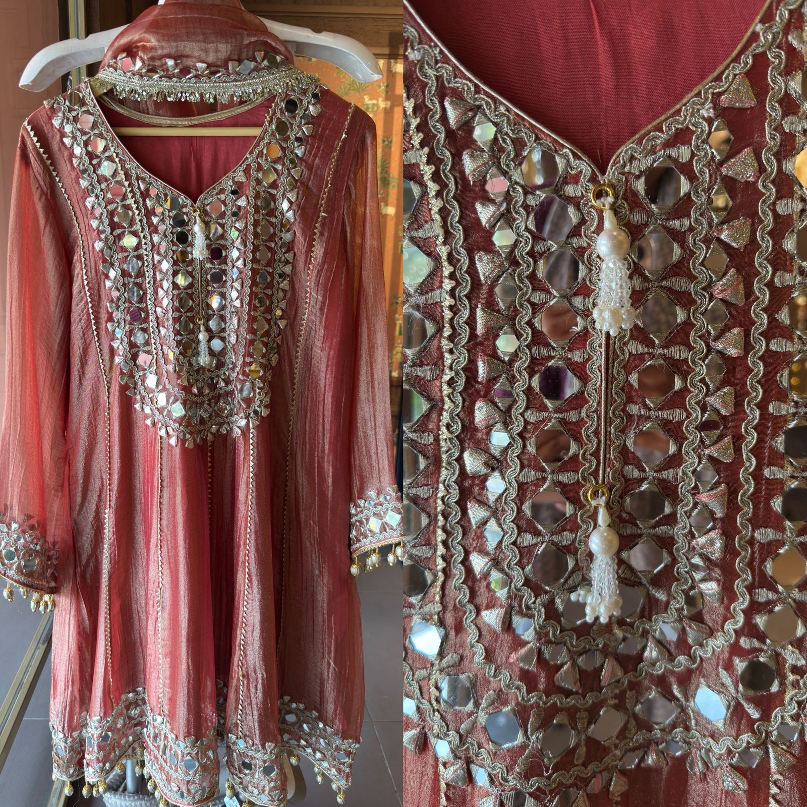 Shimmer Stitched anarkali set