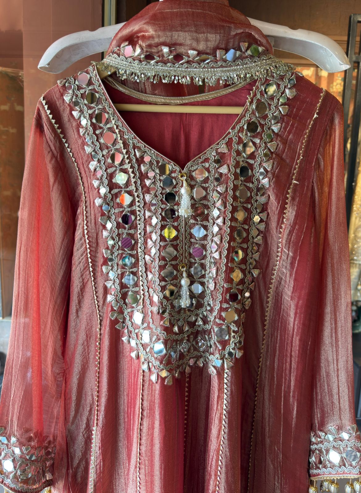 Shimmer Stitched anarkali set