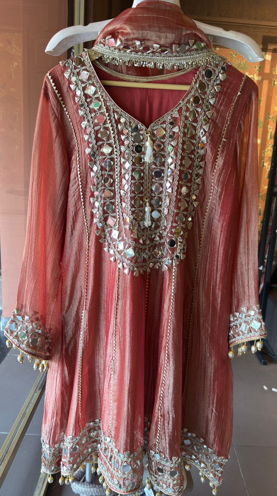Shimmer Stitched anarkali set