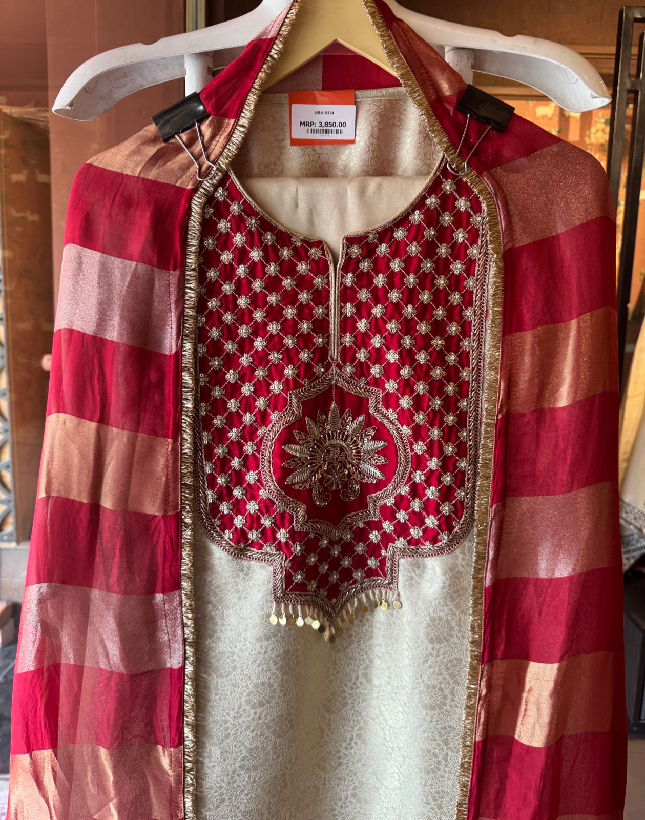 Soft champagne–gold kurta