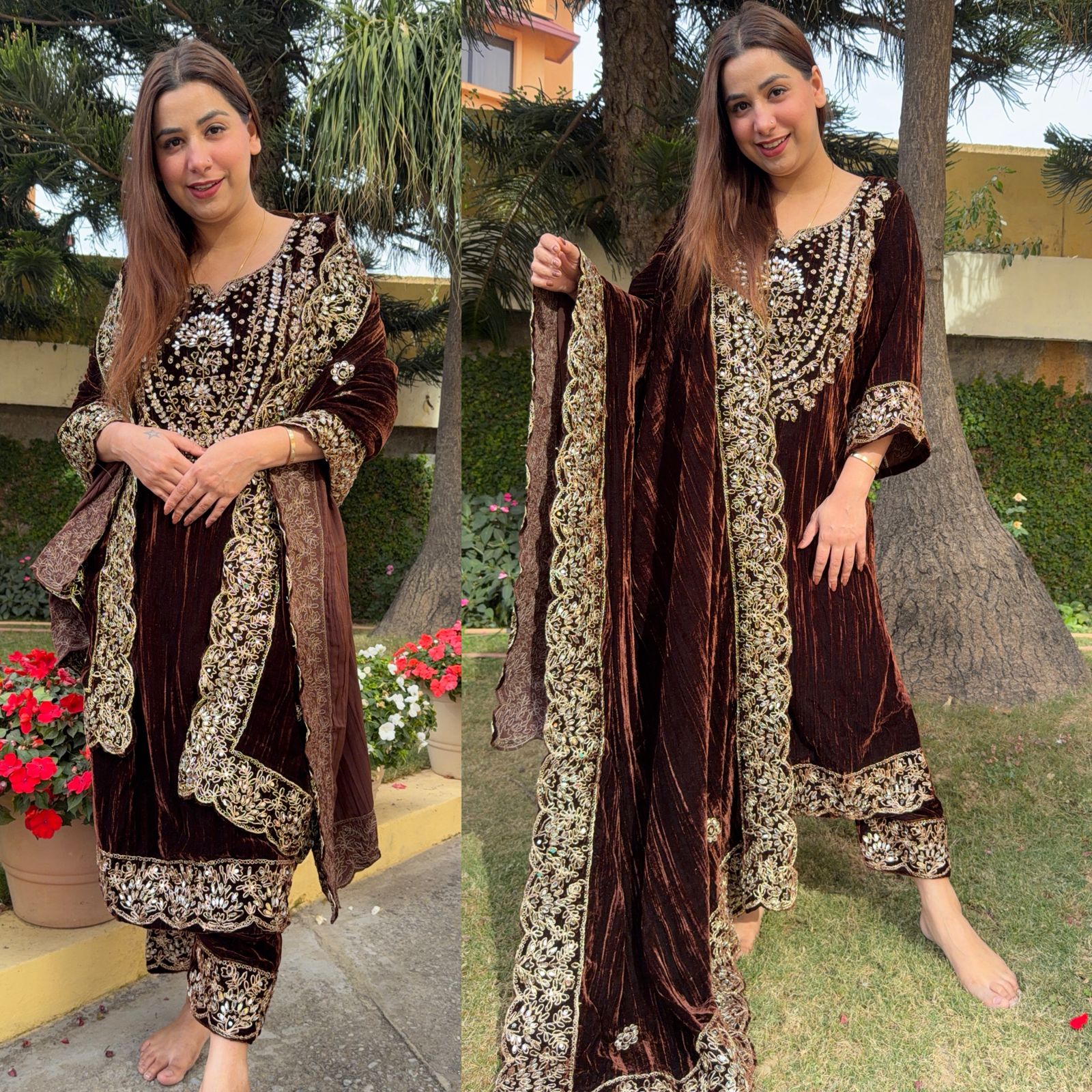 Crushed Velvet Unstitched Suits