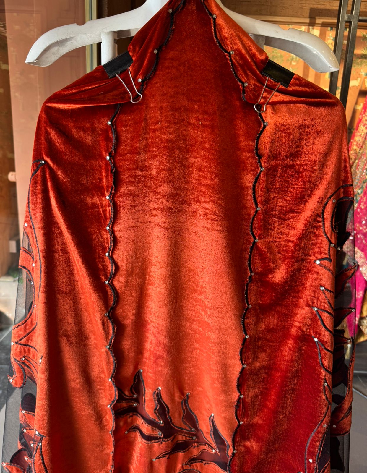 Silk velvet  unstitched Shirt