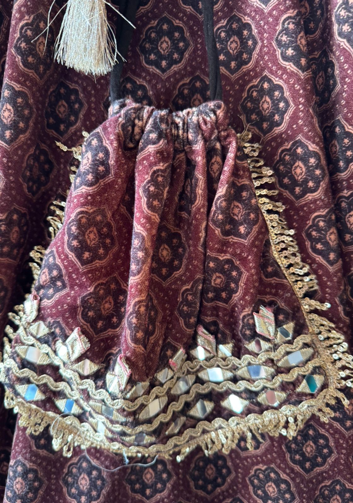 velvet long Stitched set
